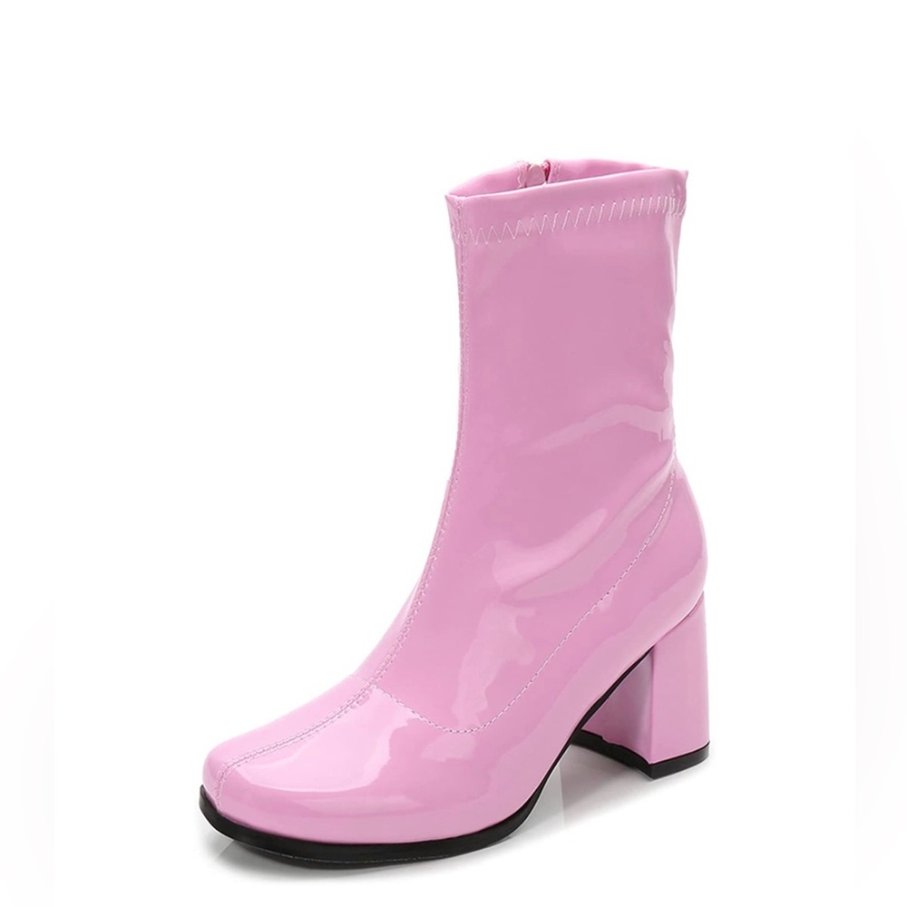 Women's Go Go Boots Mid Calf Block Heel Zipper Daphne Boot - Size 7